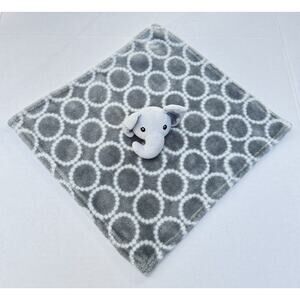 HB Hudson Baby Elephant Lovey Gray White Circles Rings Dots 13" EXCELLENT
